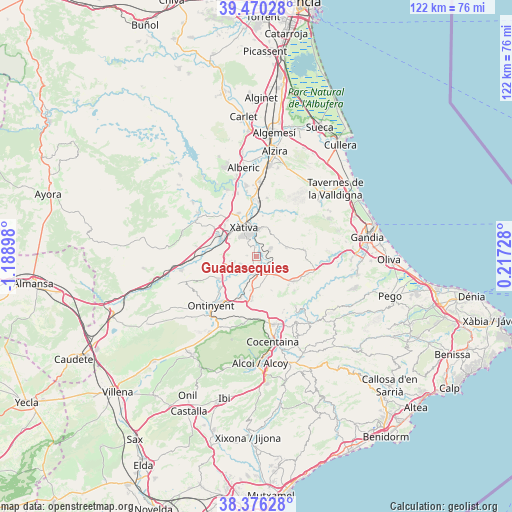 Guadasequies on map