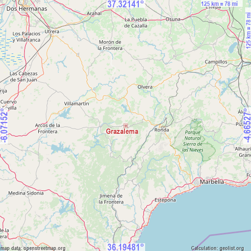Grazalema on map