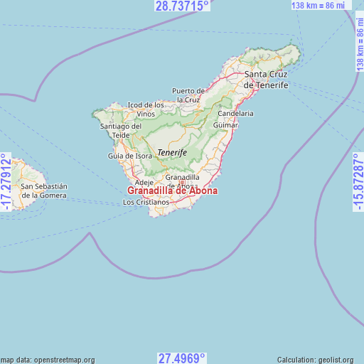 Granadilla de Abona on map