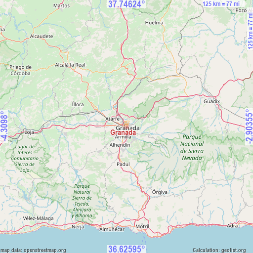 Granada on map