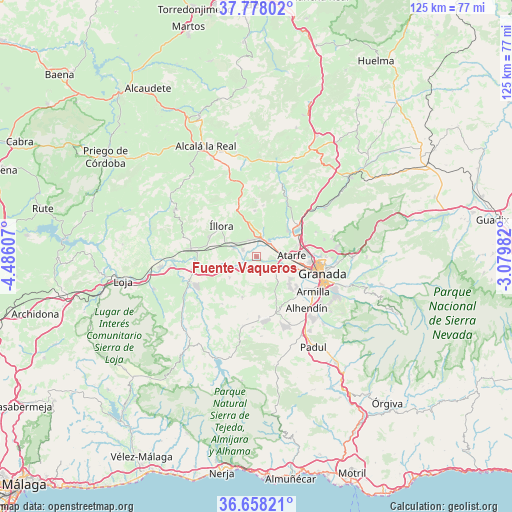Fuente Vaqueros on map