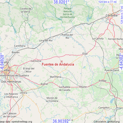 Fuentes de Andalucía on map