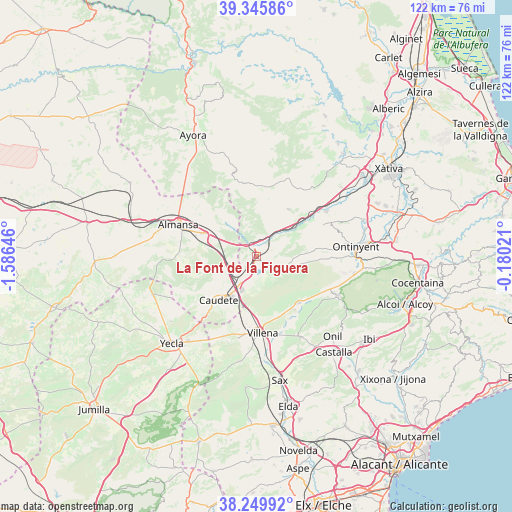 La Font de la Figuera on map