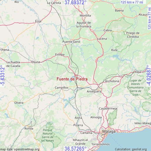 Fuente de Piedra on map