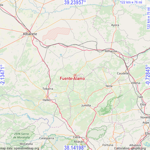 Fuente-Álamo on map