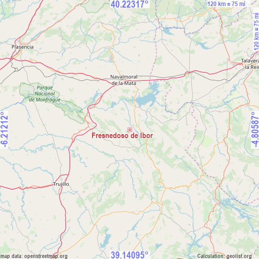 Fresnedoso de Ibor on map