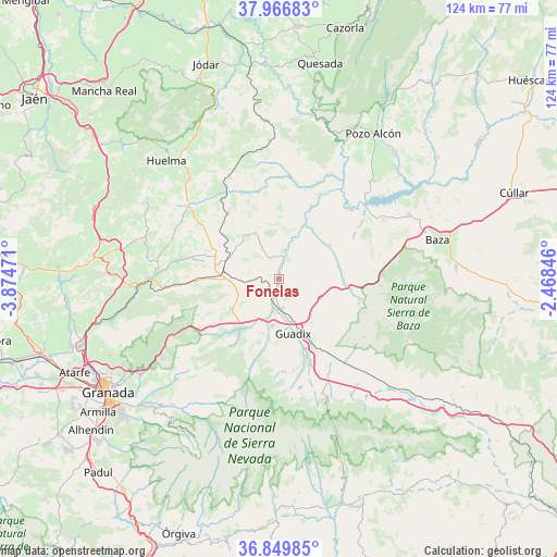 Fonelas on map