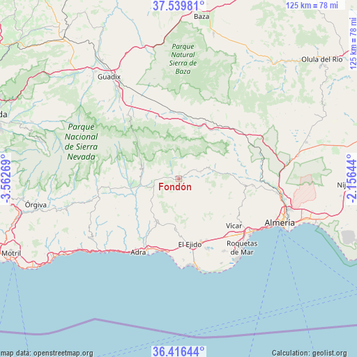 Fondón on map