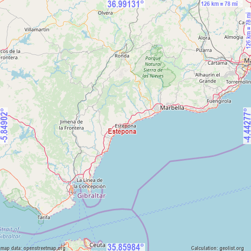 Estepona on map