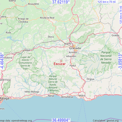 Escúzar on map