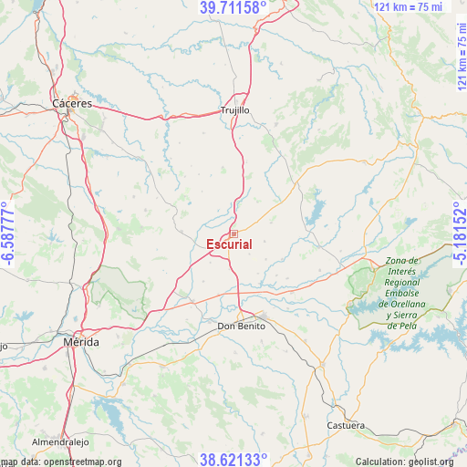 Escurial on map