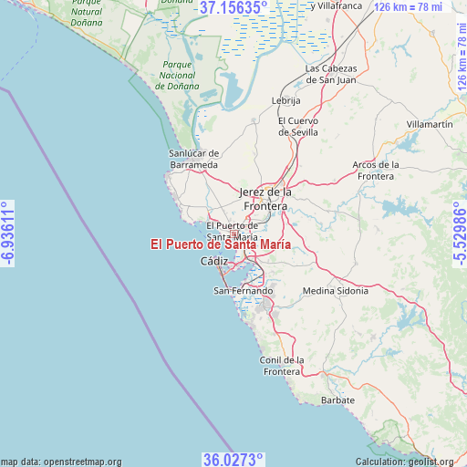 El Puerto de Santa María on map