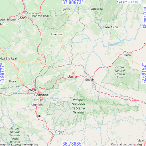 Darro on map