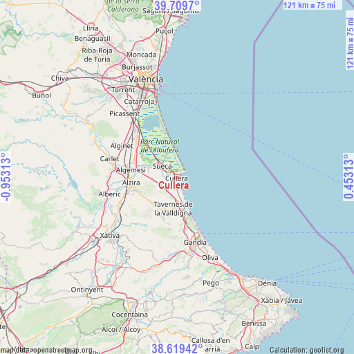 Cullera on map