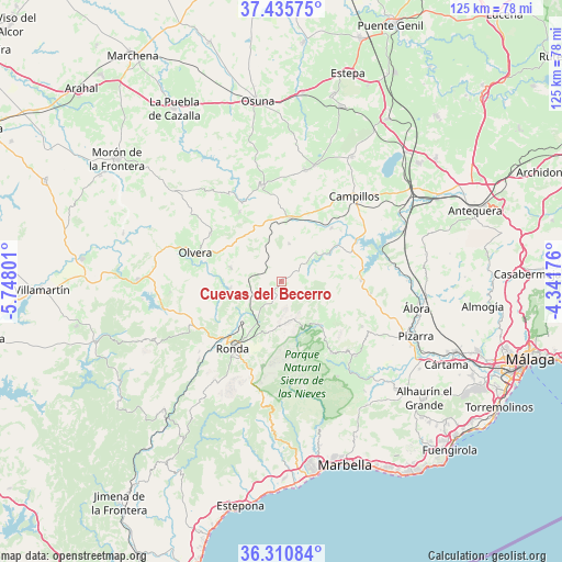 Cuevas del Becerro on map