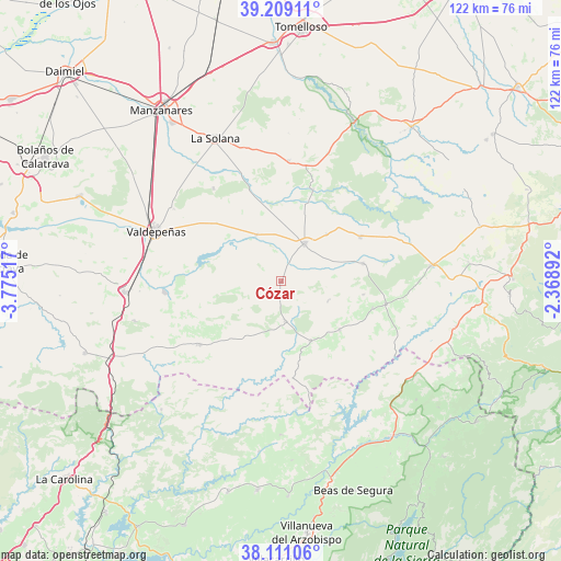 Cózar on map