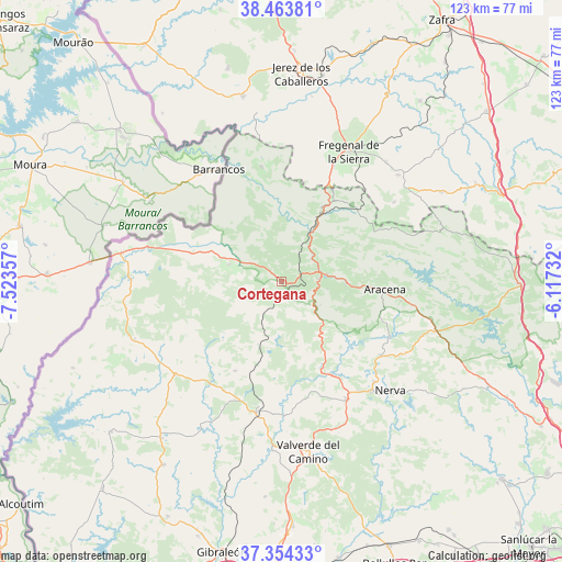 Cortegana on map