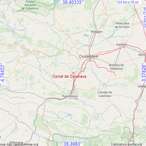 Corral de Calatrava on map