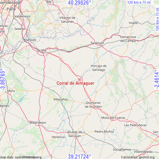 Corral de Almaguer on map