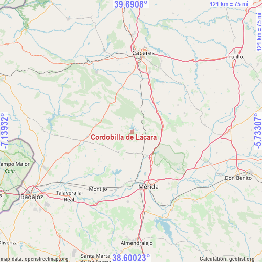 Cordobilla de Lácara on map