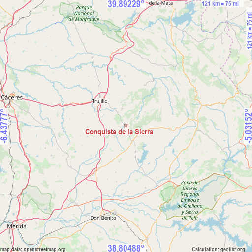 Conquista de la Sierra on map