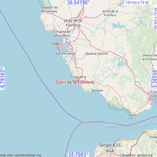 Conil de la Frontera on map