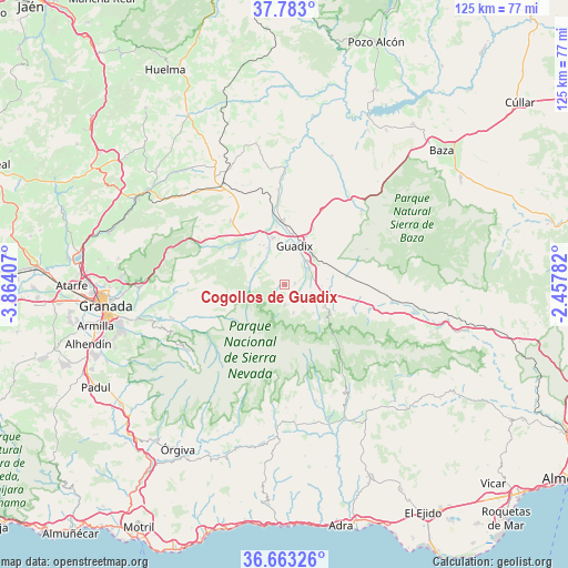 Cogollos de Guadix on map