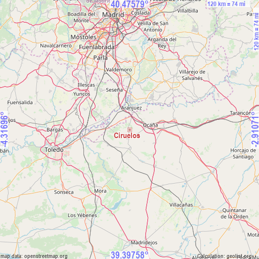 Ciruelos on map