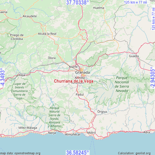 Churriana de la Vega on map