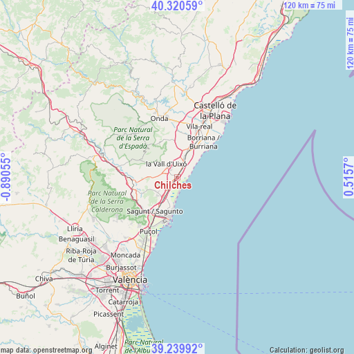 Chilches on map