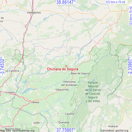 Chiclana de Segura on map