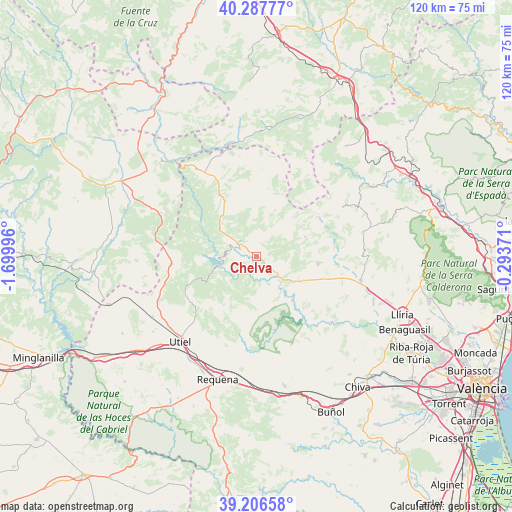 Chelva on map