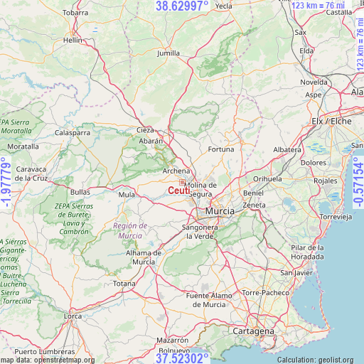 Ceuti on map
