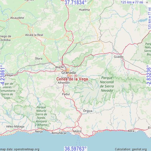Cenes de la Vega on map