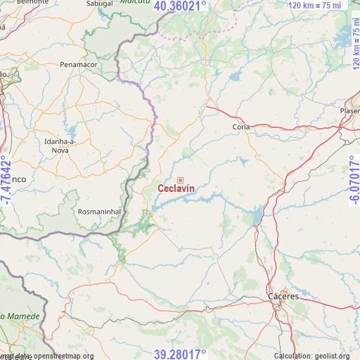 Ceclavín on map
