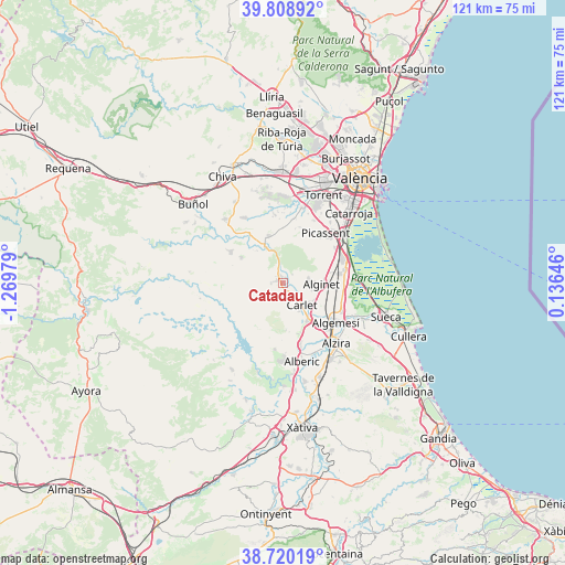 Catadau on map