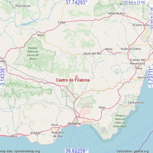 Castro de Filabres on map