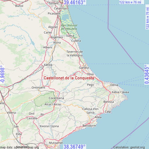 Castellonet de la Conquesta on map
