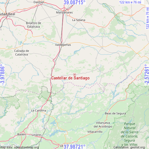 Castellar de Santiago on map