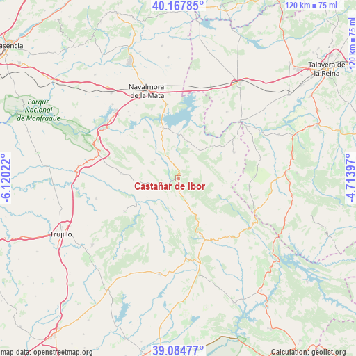 Castañar de Ibor on map