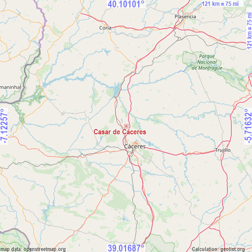 Casar de Cáceres on map