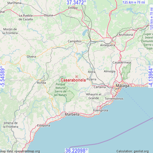 Casarabonela on map