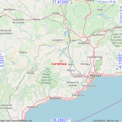 Carratraca on map