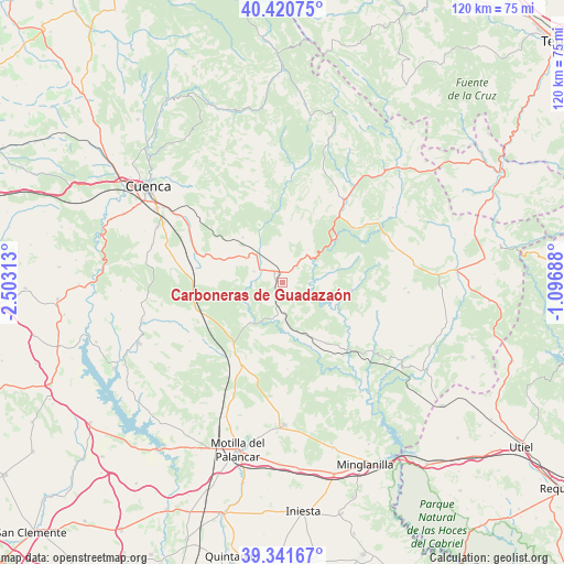 Carboneras de Guadazaón on map