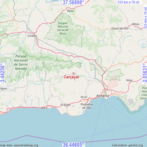 Canjáyar on map