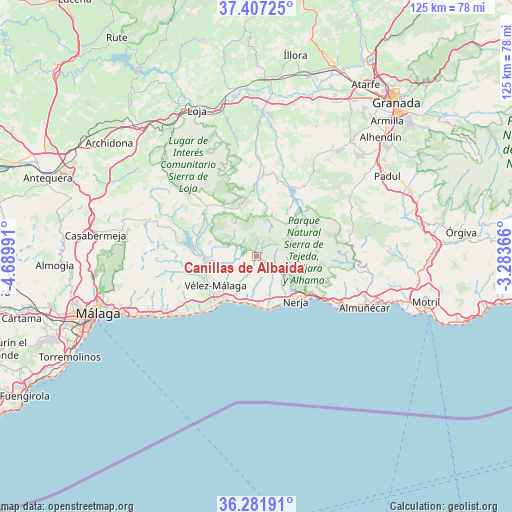Canillas de Albaida on map
