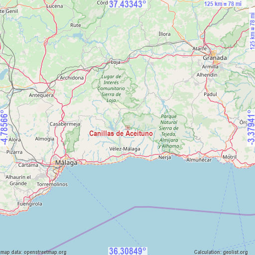 Canillas de Aceituno on map