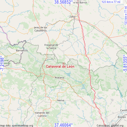 Cañaveral de León on map