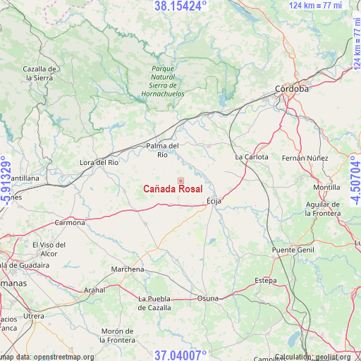 Cañada Rosal on map
