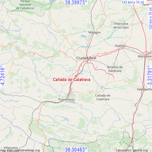 Cañada de Calatrava on map